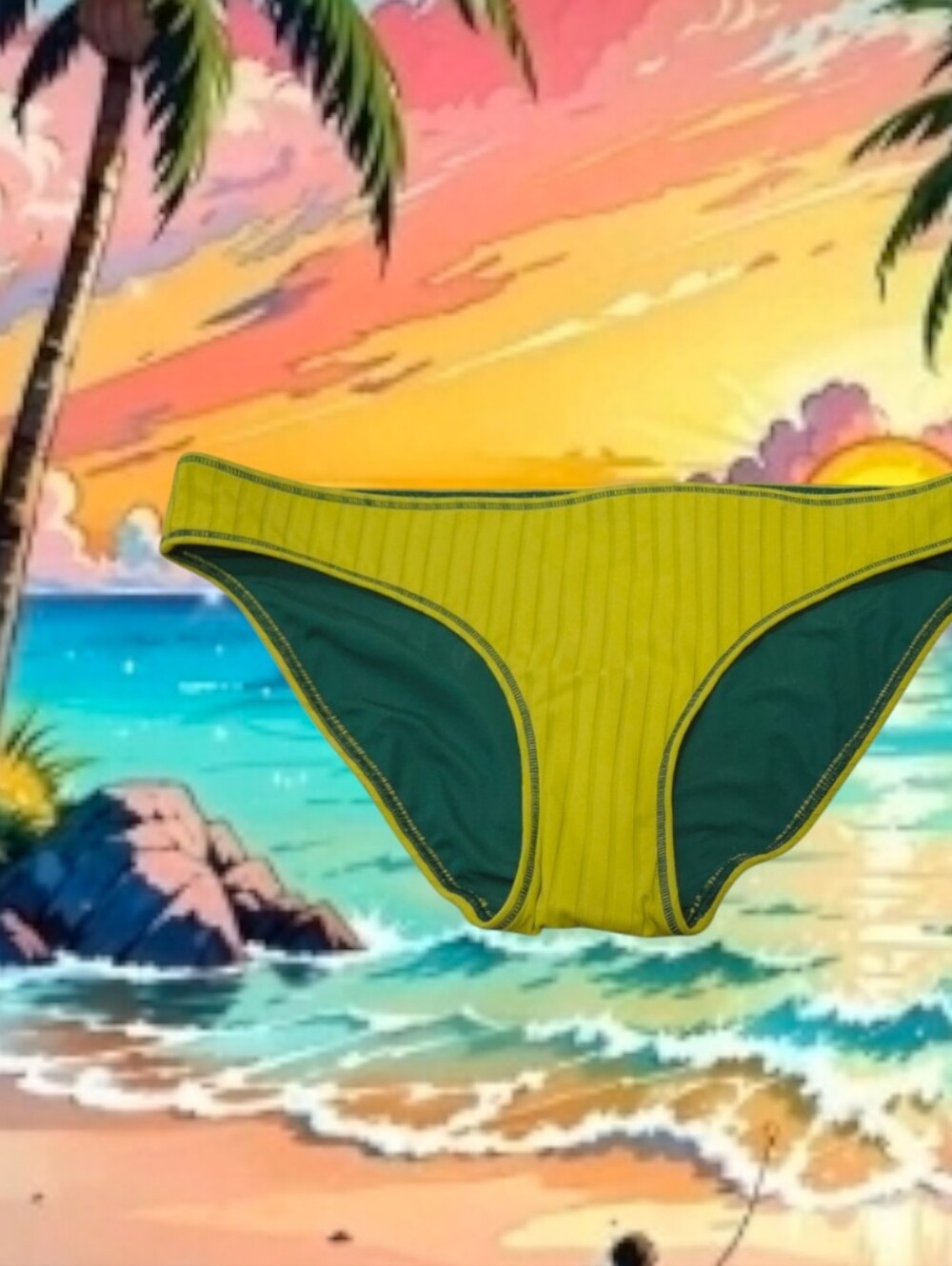 Aerie Ribbed Ladie's Coverage Classic Mid-Rise Bikini Bottom
